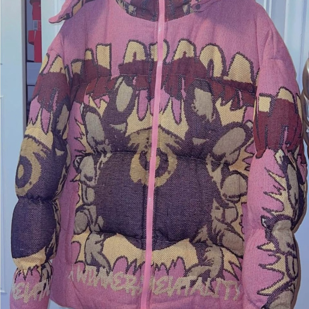 Pink Tapestry Puffer Jacket - Picture 2 of 5
